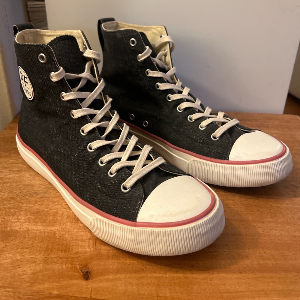 PF Flyers Center Hi Black Canvas Sneakers Men’s 10.5 — Classic Retro High Tops